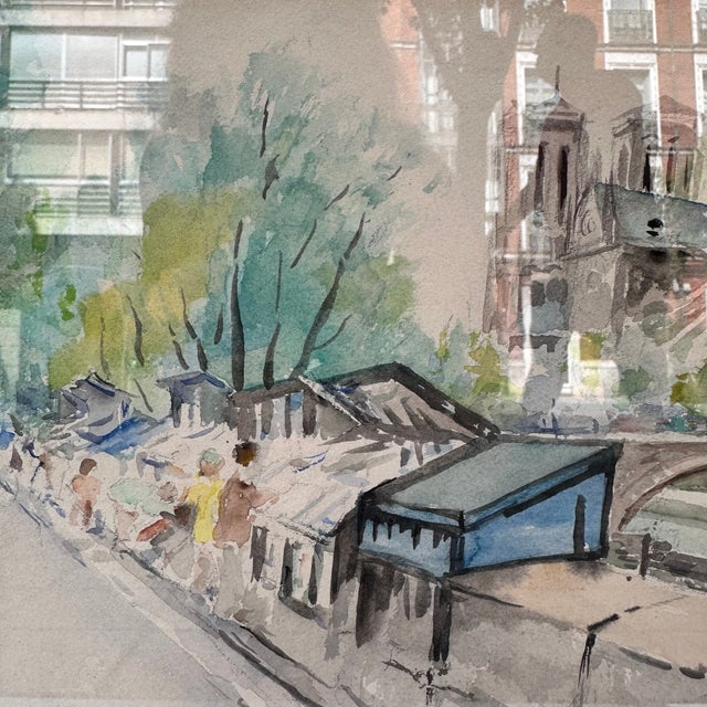 Timoteo Pérez Rubio, View of Notre Dame from Quai De La Tournelle, 1969, Watercolor on Paper For Sale - Image 15 of 18
