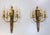 1960s Louis XVI Triple Sconces in Brass and Iroko, 1960s, Set of 2 For Sale - Image 5 of 13