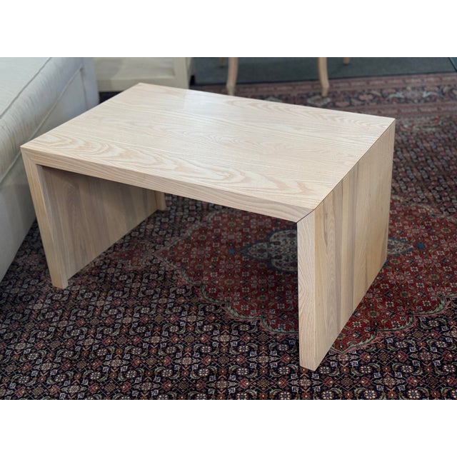 Brown Organic Modern Bleached Oak Wood Side Table For Sale - Image 8 of 12