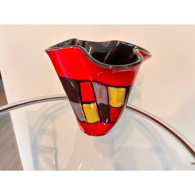 Ceramic Checkered Ceramic Vase from Elchinger, France, 1950s For Sale - Image 7 of 7