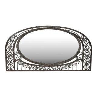 Art Deco Wrought Iron Mirror With Scroll Detailing in the Manner of Edgar Brandt For Sale