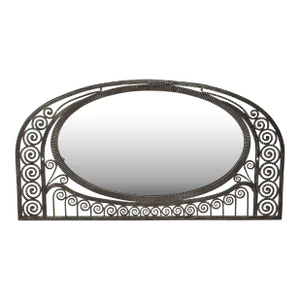 Art Deco Wrought Iron Mirror With Scroll Detailing in the Manner of Edgar Brandt
