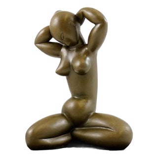 Modern Brown Patinated Bronze Caryatid Sculpture For Sale