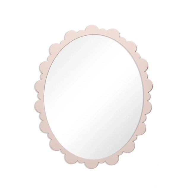 Contemporary Fleur Home Garden District Valmont Oval Mirror in Pink Ground, 26x31 For Sale - Image 3 of 3