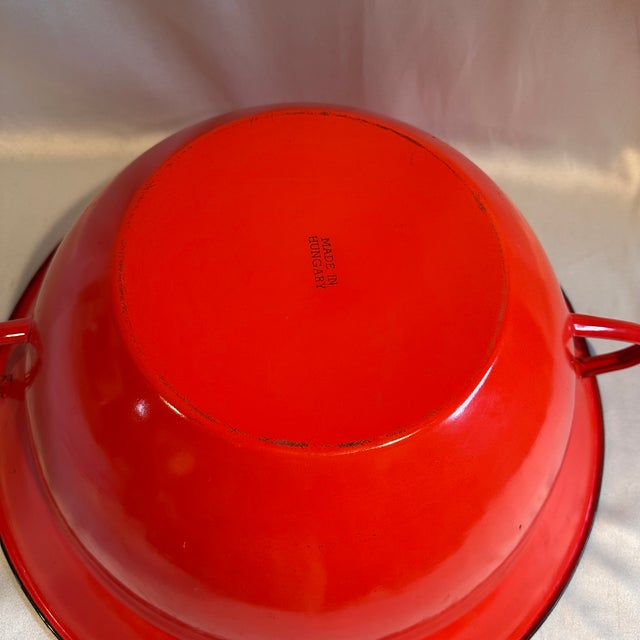 Farmhouse Vintage Large Scale Enameled Orange Bowl For Sale - Image 3 of 5