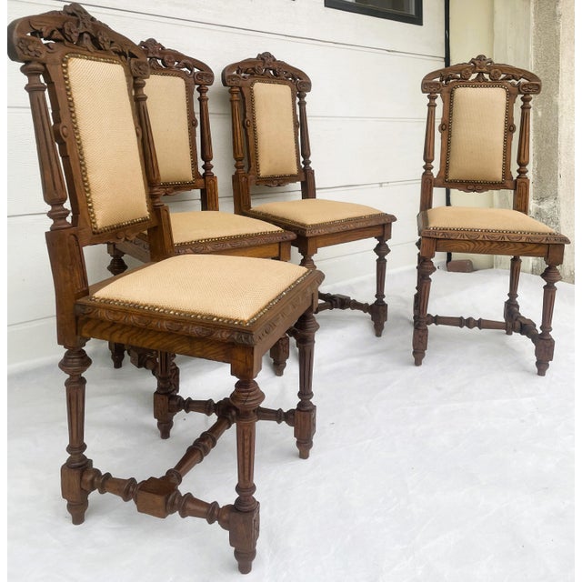 Neo-Renaissance Carved Wooden Chairs from Befos, 1880s, Befos, Set of 4 For Sale - Image 5 of 18