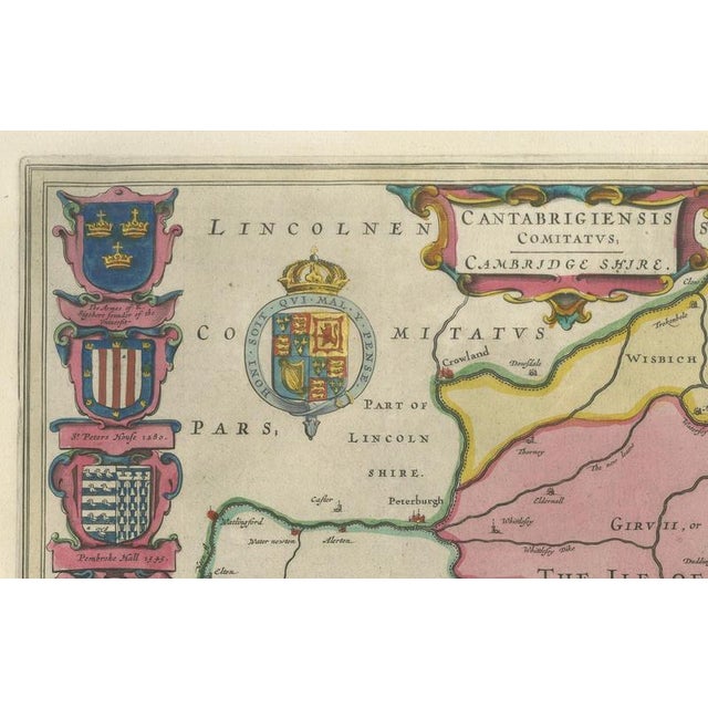 Baroque Antique Map of Cambridgeshire & Cambridge from Joan Blaeu, 1645 For Sale - Image 3 of 13