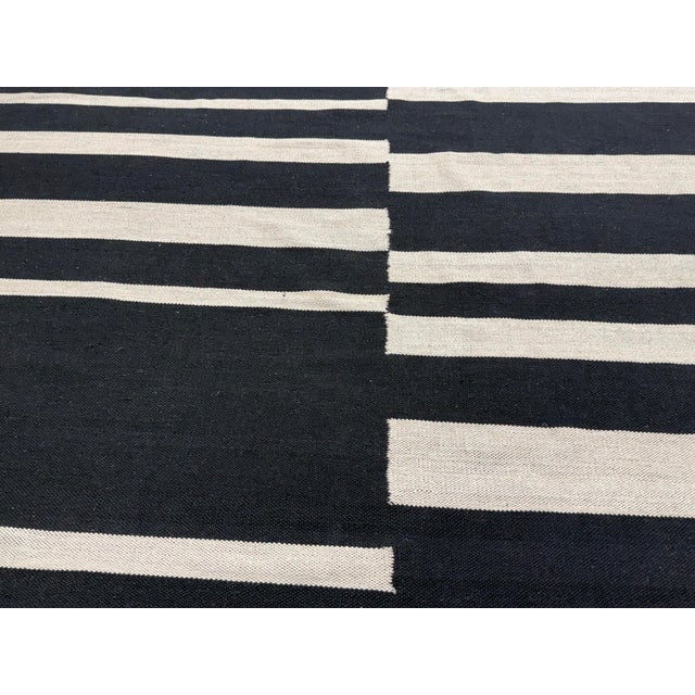 8ft 9in × 12ft 3in Four Hands Willow Offset Black Stripe Cotton Area Rug For Sale In San Francisco - Image 6 of 12