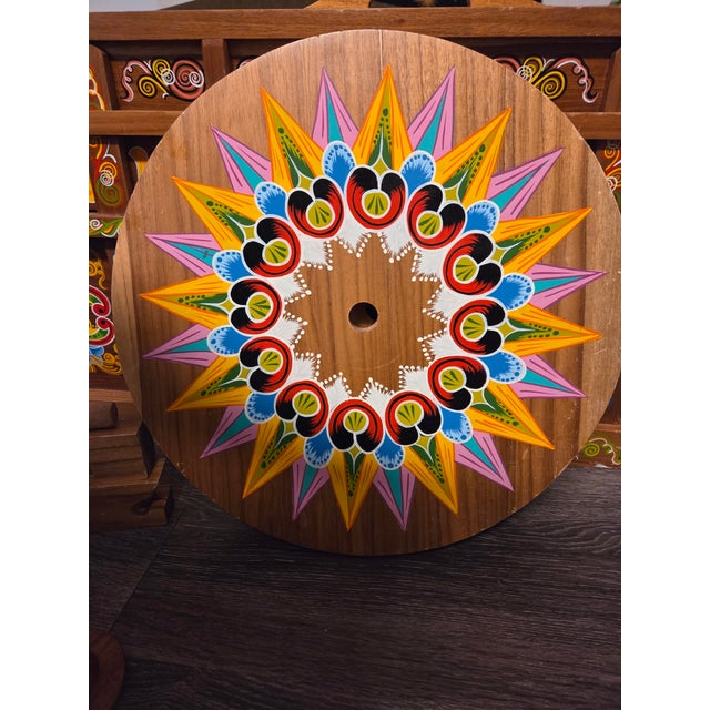 Wood Vintage Hand-Painted Costa Rican Sarchí Oxcart Bar Cart For Sale - Image 7 of 10
