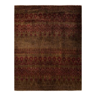 Modern, One-of-a-Kind Hand-Knotted Area Rug - Brown, 8' 0" x 9' 10" For Sale
