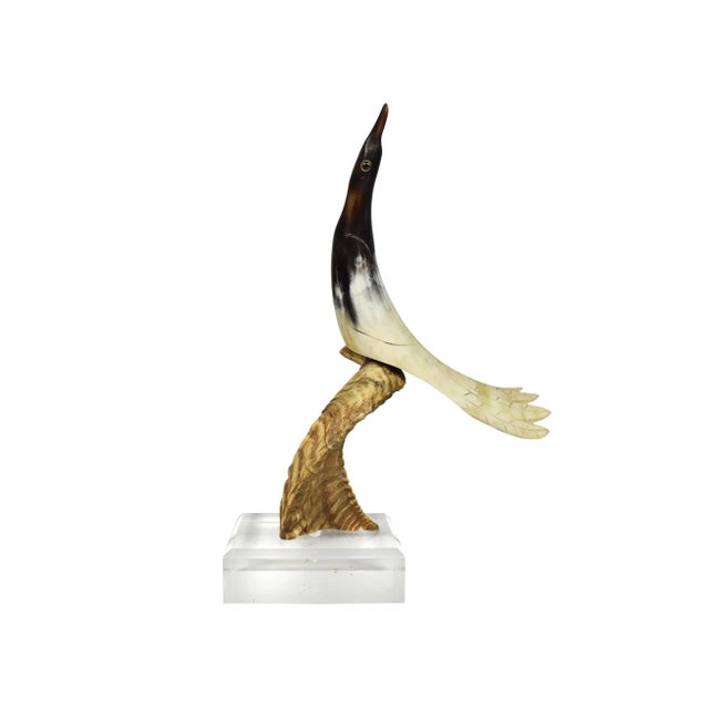 Mid-Century Modern Art Deco Horn Bird Carved Ram Horn Sculpture For Sale - Image 11 of 11