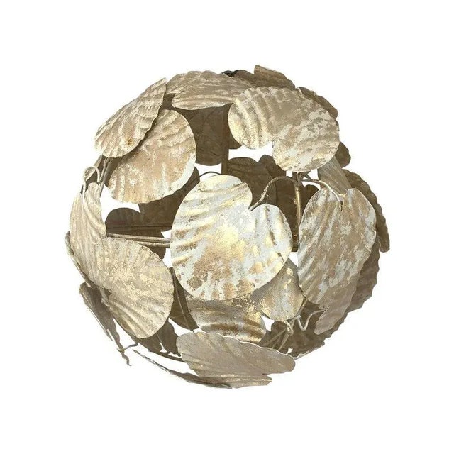 Gold-Leaf and White Leaves Sphere Suspension Pendant by Simoeng For Sale - Image 9 of 9