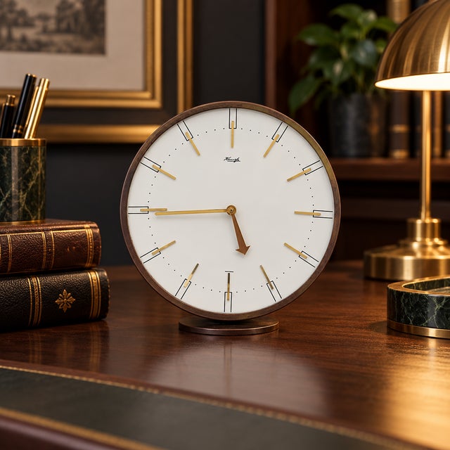 Heinrich Johannes Möller for Kienzle Germany Art Deco Mantle Clock C. 1950 For Sale - Image 4 of 14