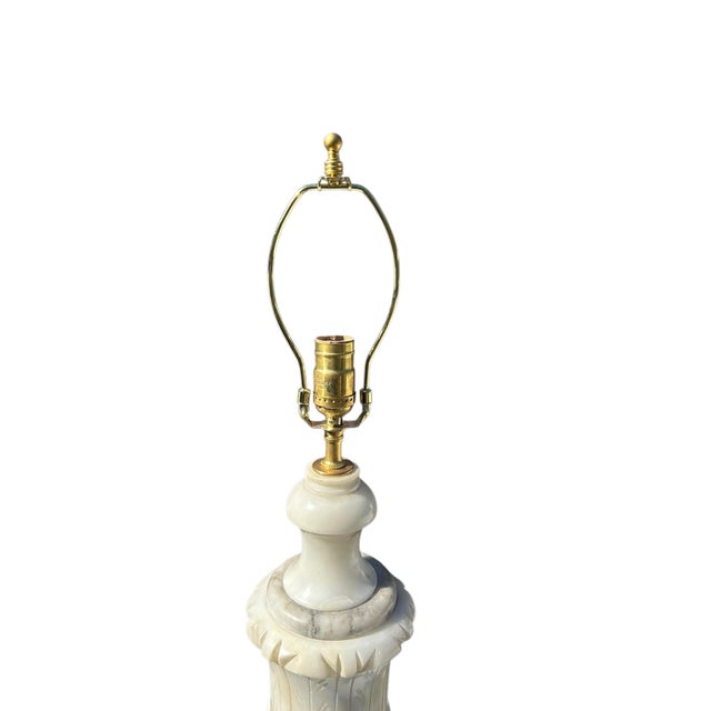 Alabaster 1950s Pair of Large Italian Alabaster Urn Lamps For Sale - Image 8 of 11