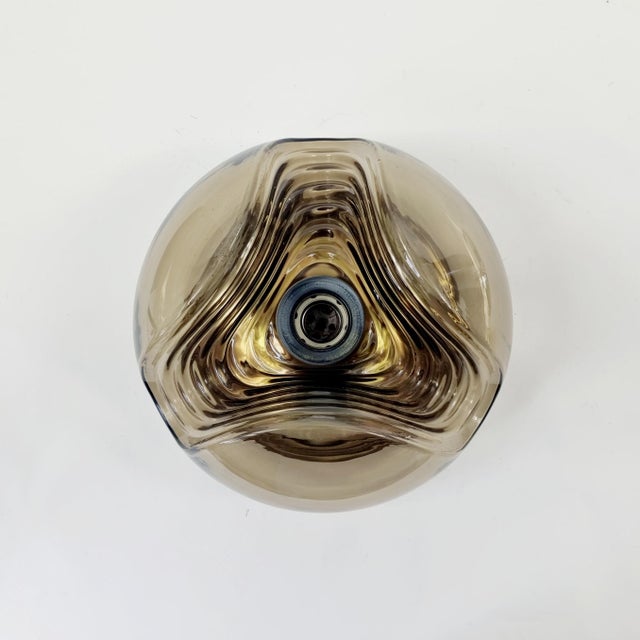 Brown Space Age Glass Wave/Futura Ceiling Light by Koch & Lowy for Peill & Putzler, Germany, 1970s For Sale - Image 8 of 10