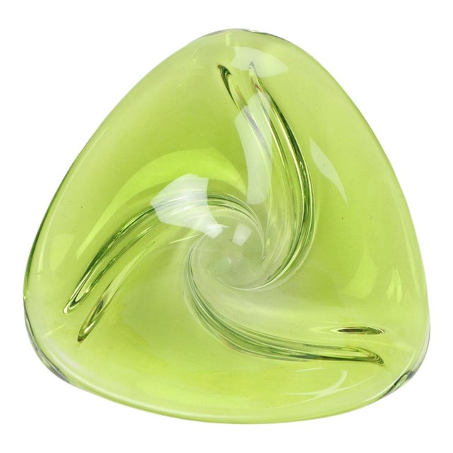 Vintage Green Crystal Bowl from Val Saint Lambert, 1960s For Sale - Image 4 of 13