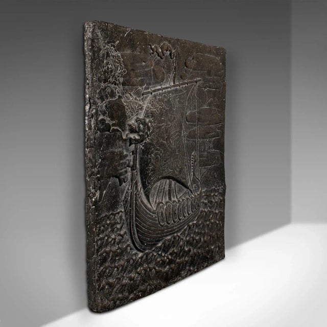 Victorian Victorian Antique Decorative Lead Plaque, Scandinavian, Viking, Arts and Crafts For Sale - Image 3 of 8