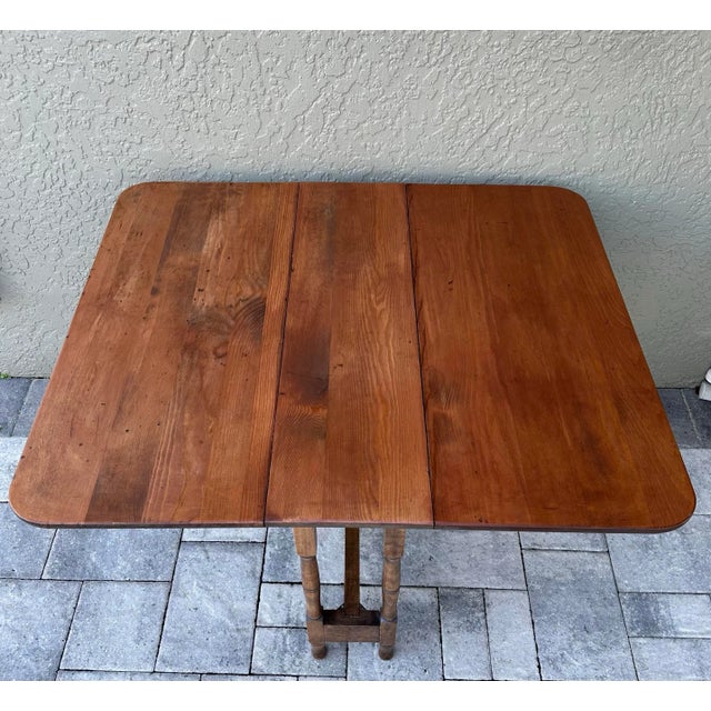 Early 20th Century Vintage Mid 20th Century Wood Gate Leg Drop Leaf Table For Sale - Image 5 of 12