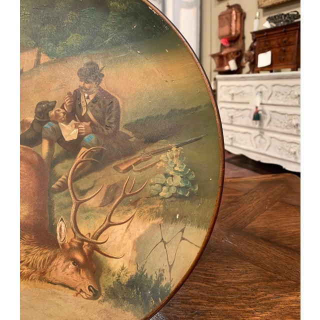 Ceramic Early 20th Century German Hand-Painted Ceramic Hunting Scene Wall Platter For Sale - Image 7 of 12