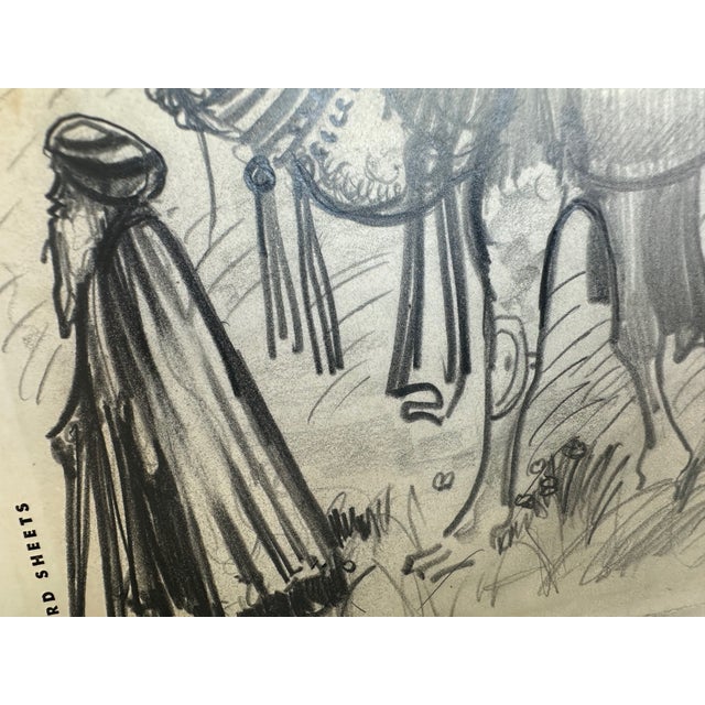 Millard Sheets (1907-1989) Original Pencil Sketch Camels and Figures, Framed For Sale - Image 9 of 17