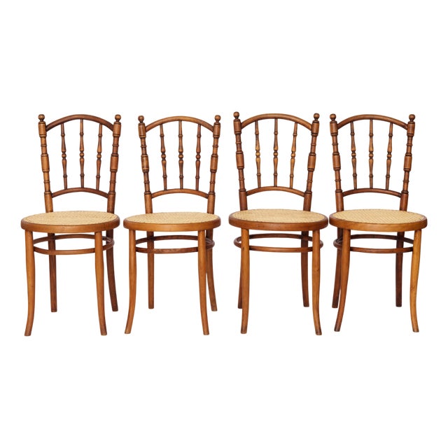 Vintage Austrian Bentwood Chairs from Jacob & Josef Kohn, 1950s, Set of 4 For Sale