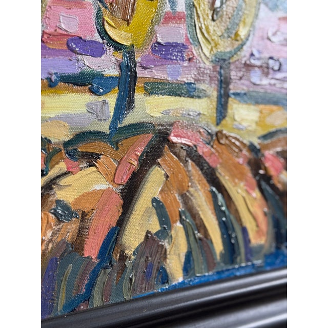 a beautiful painting of the sunset raking across a french landscape. Henri Lenoir was a French landscape painter known for...