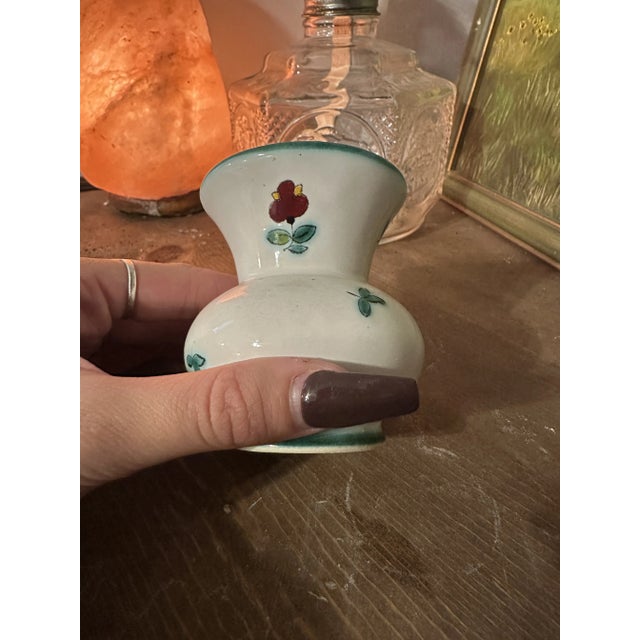 1970s Small Austrian Ceramic Vase With Floral Details For Sale In Atlanta - Image 6 of 8
