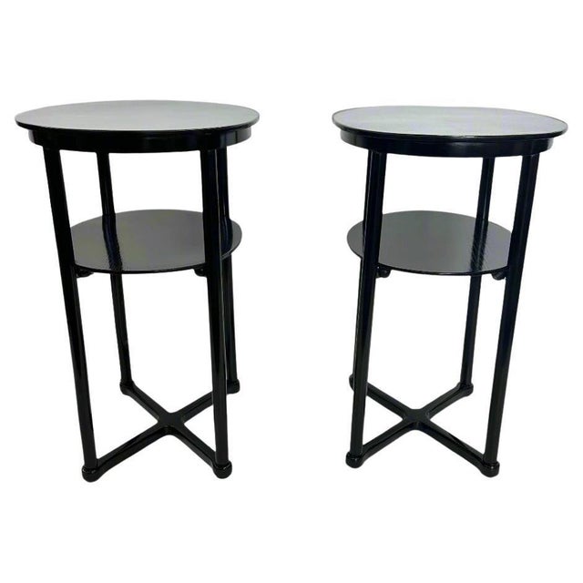 Wood Early 20th Century A Pair of Vienna Secession Oval Two-Tier Side Tables by Josef Hoffmann For Sale - Image 7 of 18
