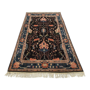 Heriz Rug 5’11” X 8’11” Black Wool Vintage Traditional Hand-Knotted Carpet