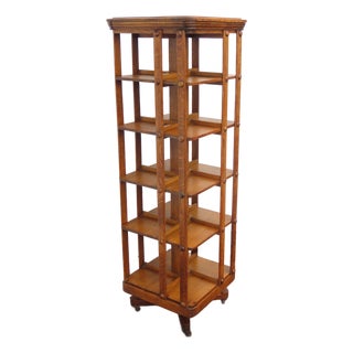 Early 1900s Oak Five Tier Rotating Revolving Bookcase 6894 For Sale