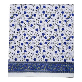 Birds on Vine Fitted Sheet, Queen - Blue For Sale