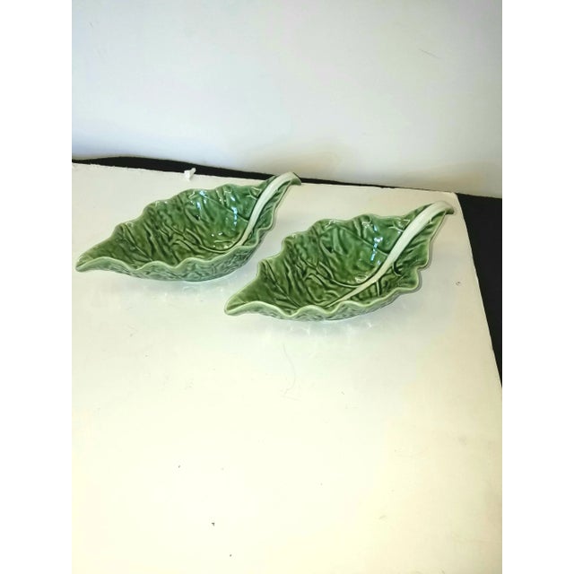 1980s Green Bordallo Pinheiro Cabbage Serving Bowls- a Pair For Sale In Philadelphia - Image 6 of 6