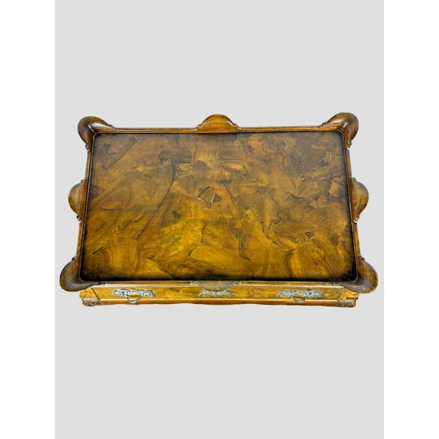 1970s Italian Wood Burl Wood Tea Table One Drawer For Sale - Image 13 of 16