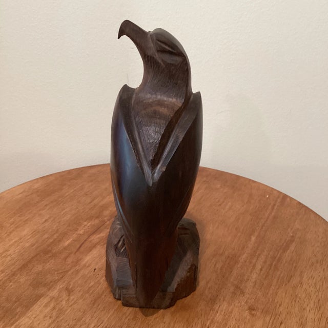 Mid 20th Century Mid 20th Century Wooden Carved American Eagle Mahogany For Sale - Image 5 of 11