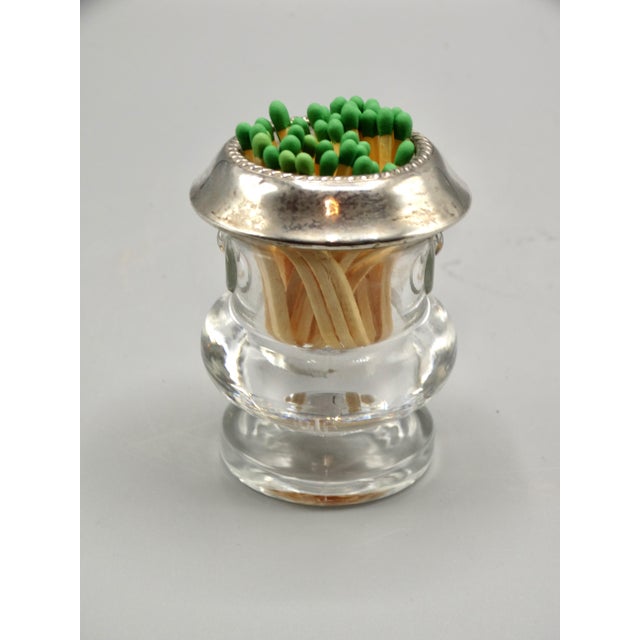 Antique Sterling Silver & Glass Match Holder For Sale - Image 4 of 8
