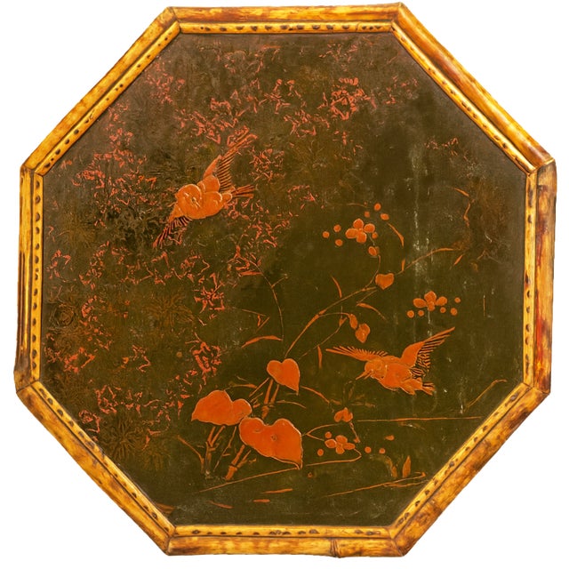 Victorian 19thC English Victorian Japonisme / Chinoiserie Bamboo Table With Painted Top For Sale - Image 3 of 4