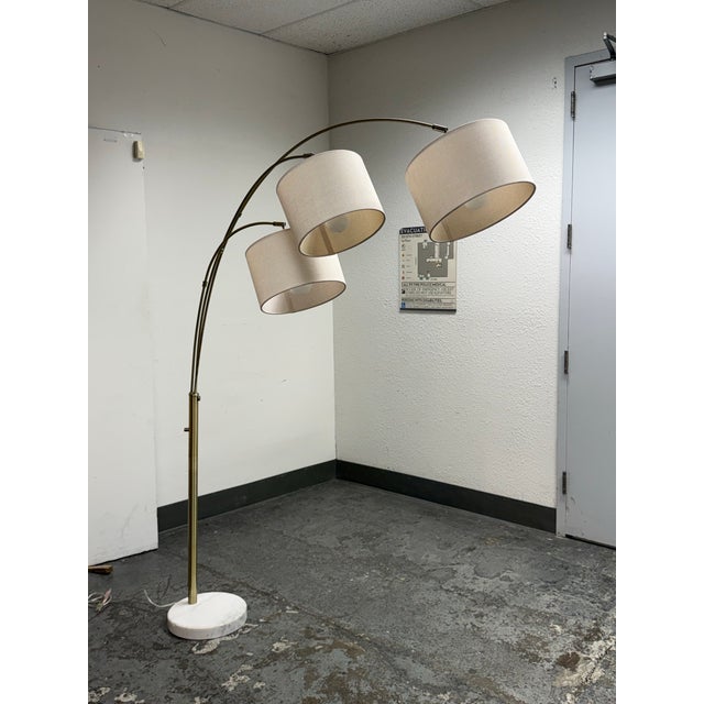 2020s Pottery Barn Contemporary Locke Three-Arm Marble Arc Floor Lamp For Sale - Image 5 of 12
