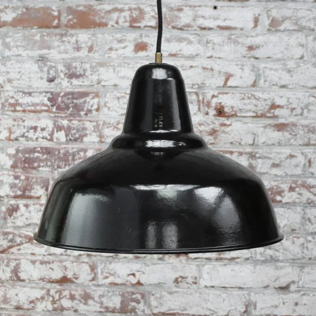 Philips Vintage Dutch Industrial Black Enamel Hanging Lamp from Philips For Sale - Image 4 of 5
