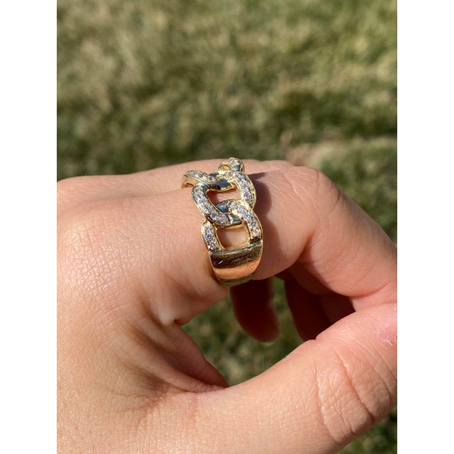 The McTavish: Unisex 14K Curb Link Style Band set with Diamonds. Crafted in durable 14 karat yellow gold, this large band...