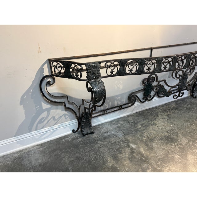 Early 20th Century Art Deco Ornate Wrought Iron Console Table For Sale - Image 4 of 7