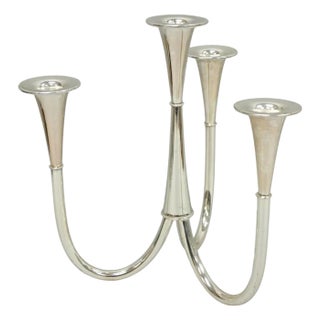 Vintage Wilhelm Wagenfeld for WMF Silver Plated Modern Candelabra Candle Holder For Sale