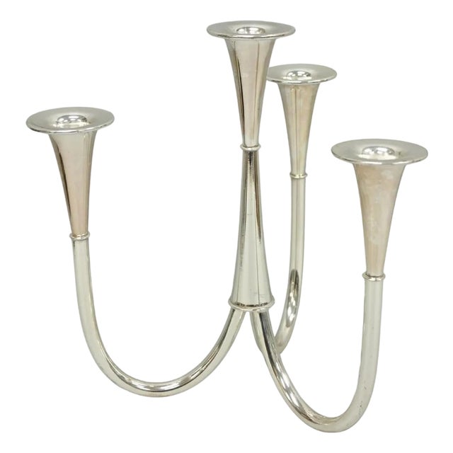 Vintage Wilhelm Wagenfeld for WMF Silver Plated Modern Candelabra Candle Holder For Sale