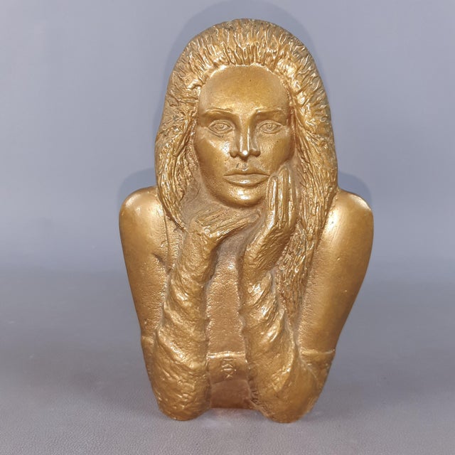 Vintage Italian Bronze Woman Double Bust Sculpture, 1960s For Sale - Image 11 of 18