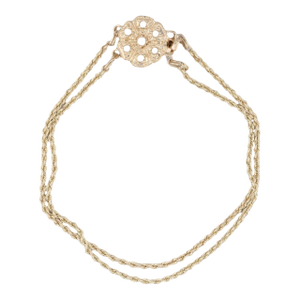 Cultured Pearl Flower Clasp Slide Charm Bracelet 14k Gold 7.25" Old Victoria