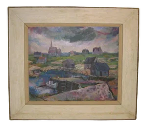 1964 Maine Modernist Oil Painting by Edward Goldman