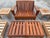 1990s 1990s Vintage Brown Jordan "Mission Teak" Deep Seating Patio Set With Blue Cushions - 10 Pieces For Sale - Image 5 of 11