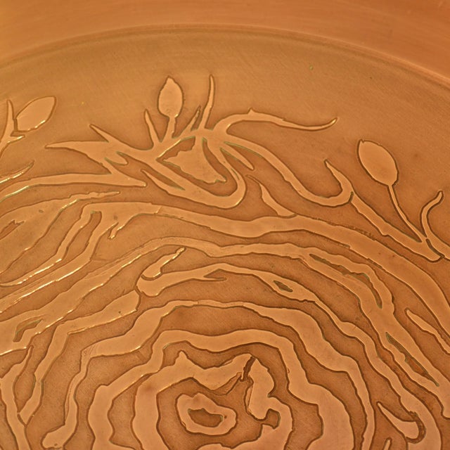 Large Decorative Copper Bowl with Etched Motive For Sale - Image 6 of 10