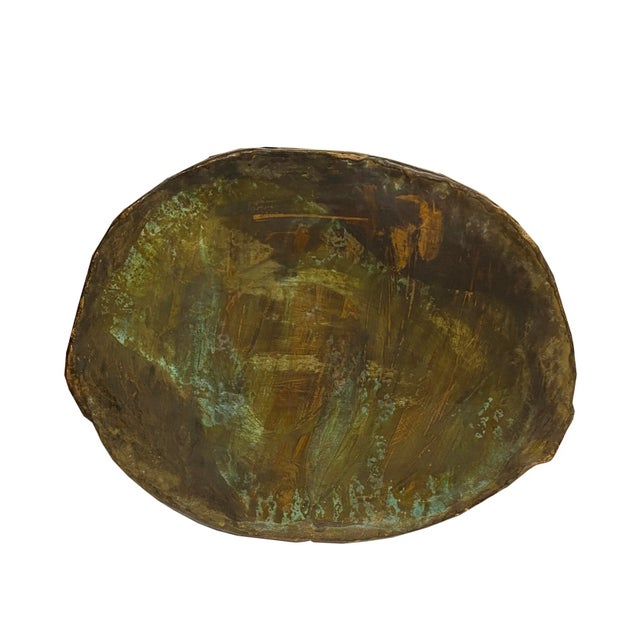 Sienna Vintage Large Metal Blue Yellow Enamel Cloisonné Kwan Yin Statue For Sale - Image 8 of 9