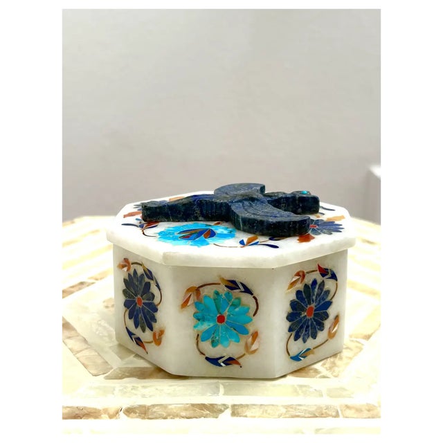 Art Deco Ooak, Natural Gems, Goddess Isis, Marble Box For Sale - Image 3 of 9