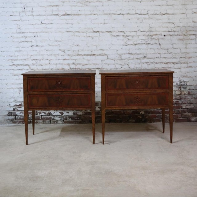 The 19th Century design with tappered legs and intricate inlay, is characteristic of the Louis XVI style. This lovely...